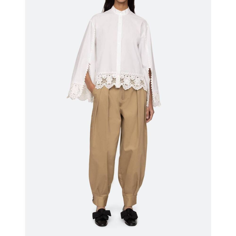 NEW SEA iyla soutache long sleeve blouse in white